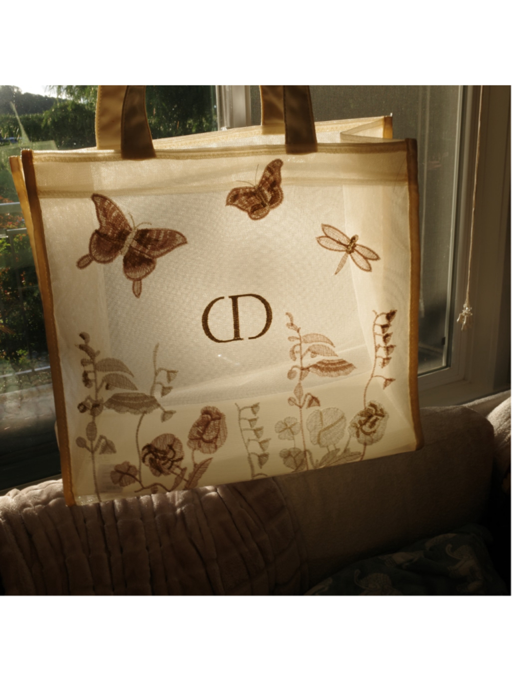Dior Beauty Embroidered Butterfly Mesh Tote